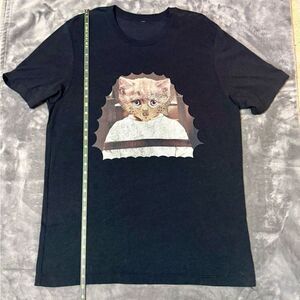 Men’s Black Tee Shirt with Hannibal Cat Print Size XL